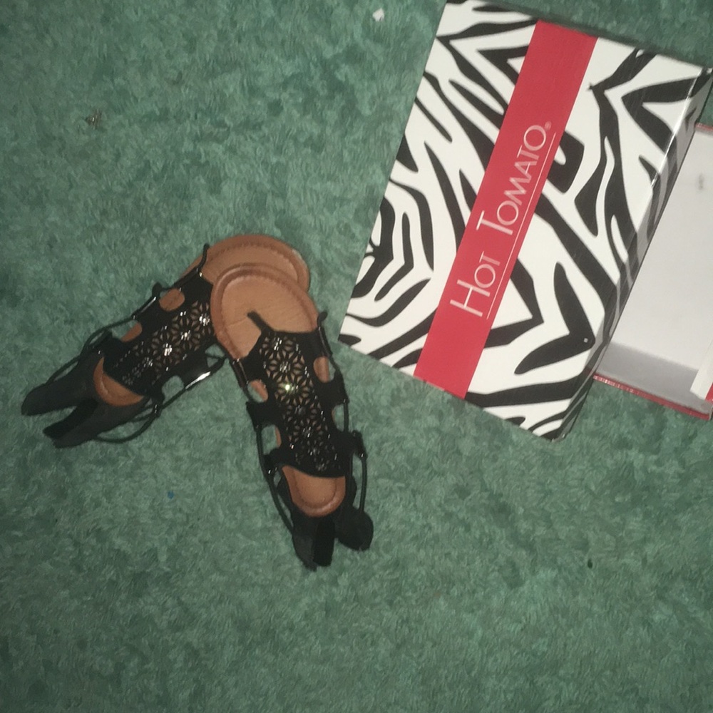 Black lace sandals